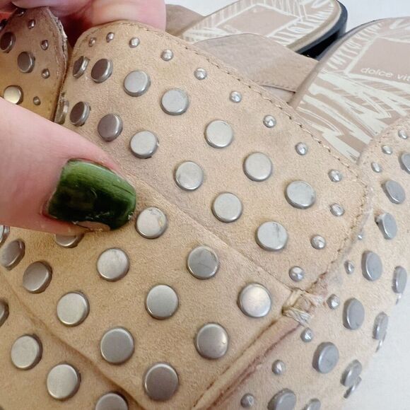 Dolce Vita Maura Leather Studded Mules Tan Leather Silver Studs Women's Size 8.5 - Picture 8 of 8